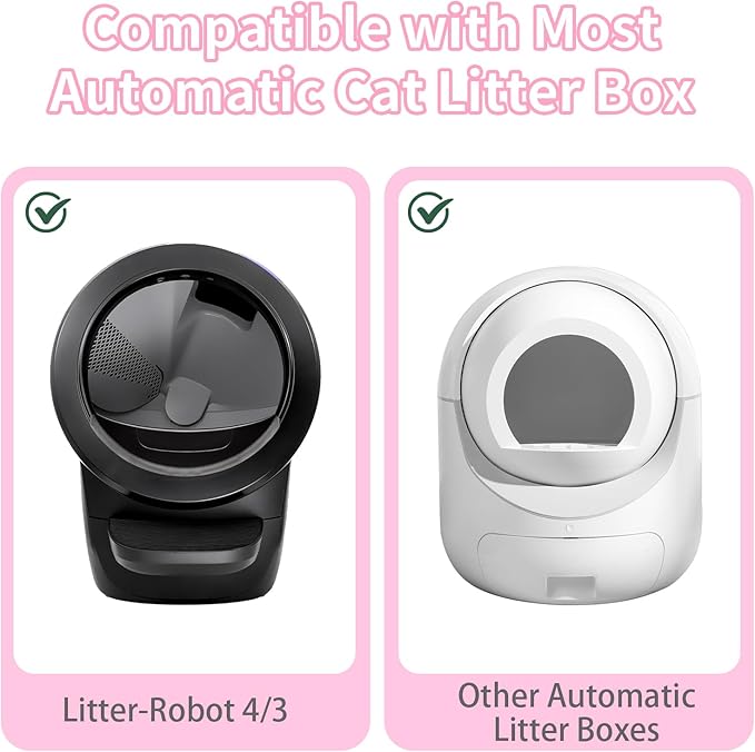 40 Count Cat Litter Box Liners for Automatic Cat Litter Box and Litter-Robot 4/3, Heavy-Duty, Extra Thick, Pink