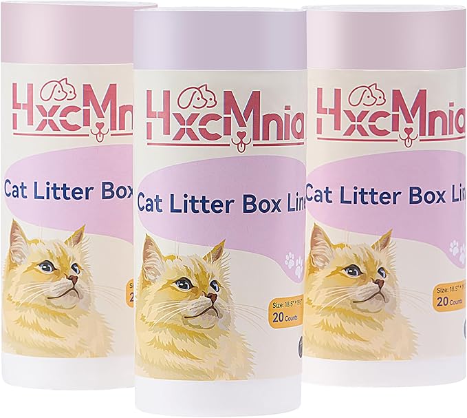 60 Count Self-Cleaning Cat Litter Box Liners, Fit for MW-SCO1/MW-SC02/MW-LR01, Heavy Duty Drawstring Waste Bags, 20 Pounds Capacity (19" x 18")