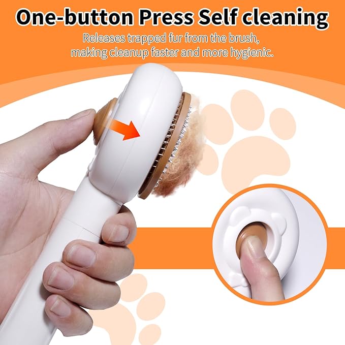 2 in 1 Pet Brush and Nail Grinder, Rechargeable Self-Cleaning Slicker Cat Brush for Shedding and Grooming, Pet Paws Nail Trimmers for Small & Medium Dogs