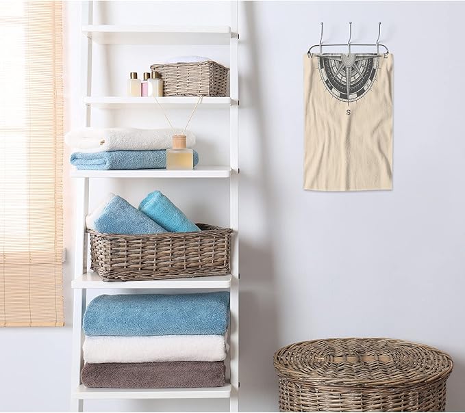 AOYEGO Compass Microfiber Towels Nautical Wind Rose Vintage Compass for Ocean Sailing Sea Bath Towels Kitchen Hand Towels for Women Men Girls Boys 15x30 Inch