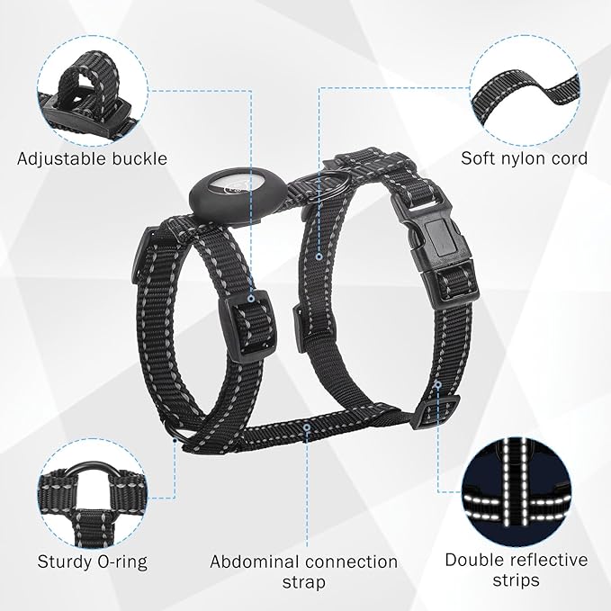 SCENEREAL Cat Harness and Leash Set Escape Proof with Airtag Holder, Reflective Pet Harnesses for Walking, Adjustable Kitty Vest Soft Harness Outdoor Indoor, Cute Travel Boys Girls Small Large Cats