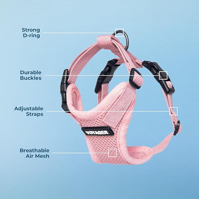 Voyager Step-in Lock Pet Harness - All Weather Mesh, Adjustable Step in Harness for Cats and Dogs by Best Pet Supplies - Pink, XS
