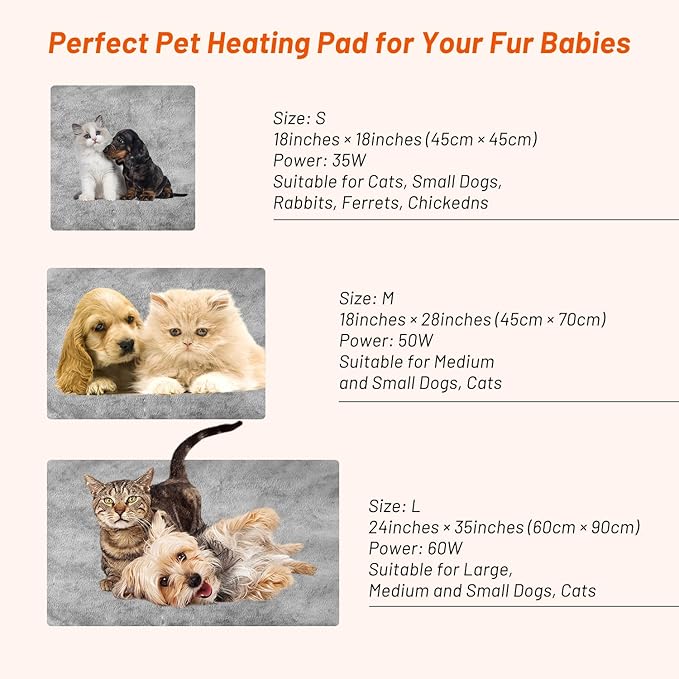 Pet Heating Pad for Cats Dogs, Electric Cat Heating Pad Indoor with Timer, 9 Level Temperature Dog Heating Pad Waterproof Heated Dog Pad Mat for Puppy Dog Cat (35" x 24")