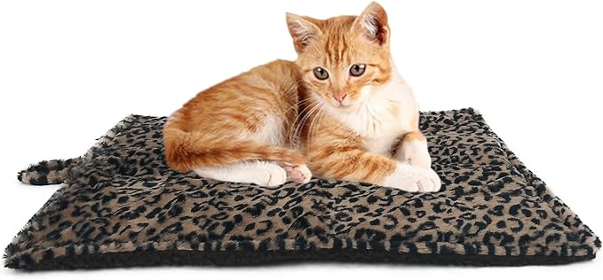 WALOO Pets Self Heating Thermal Cat Mat & Napping Pad (Leopard Brown)