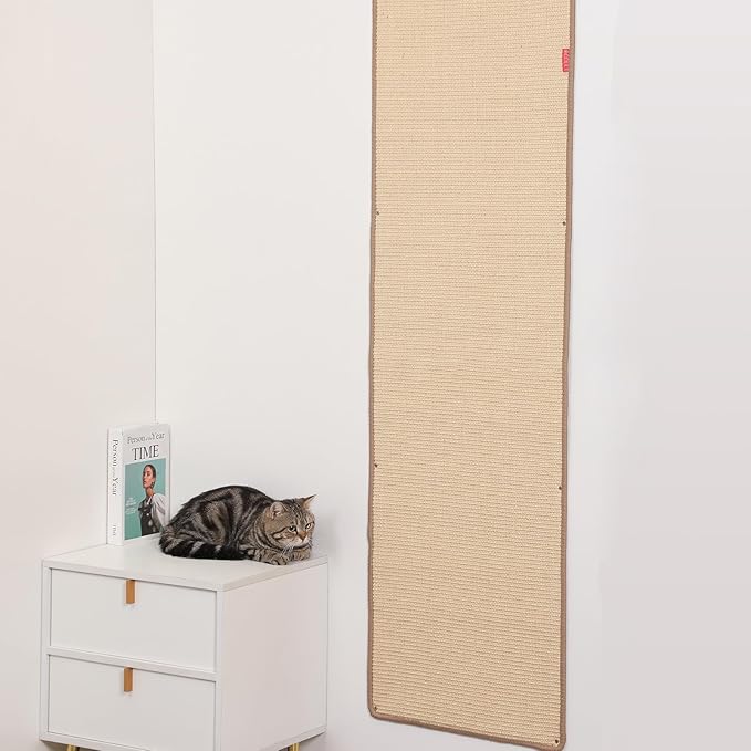 66.93x19.68x0.32 inch Thickened Cat Wall Scratcher Carpet, Cat Climbing Wall, Durable Cat Wall Furniture, Tall Cat Scratching Post, Wall Scratchers for Indoor Cats, Couch Sofa Protector (Brown)