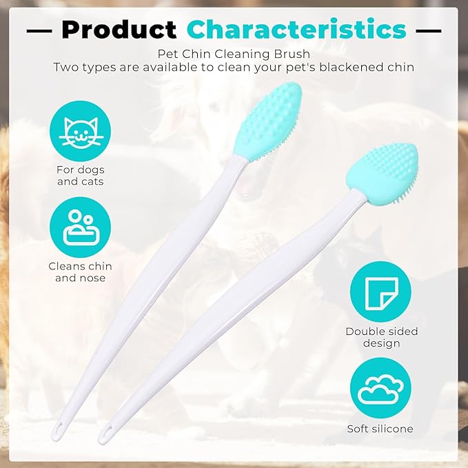 4Pcs Cat Acne Chin Treatment, Black Seed Brush Soft Silicone Cat Grooming Scraper Brush, for Cats Chin Acne & Blackhead Exfoliation, Double-sided Cat Brush