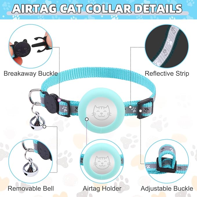 KOOLTAIL Cat Harness and Leash Set Escape Proof with Cat Airtag Holder Collars (3 in 1), Comfortable Lightweight Adjustable Kitten Harness for Small Medium Large Cats Safe Walking & Travel Outdoors