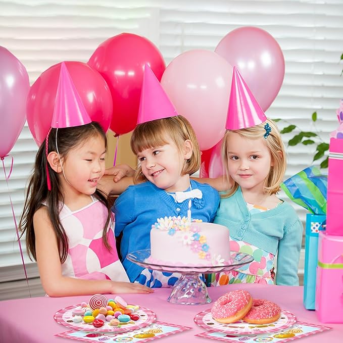 48Pcs Candyland Party Decorations Candy Land Party Decorations Include Pink Birthday Baby Shower Forks, Plates and Napkins Supplies