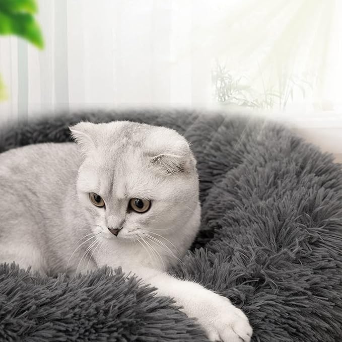 Nisrada Cat Beds for Indoor Cats,15.7 Inch Dog Bed for Small Melium Large Dogs, Washable-Round Pet Bed for Puppy and Kitten with Slip-Resistant Bottom