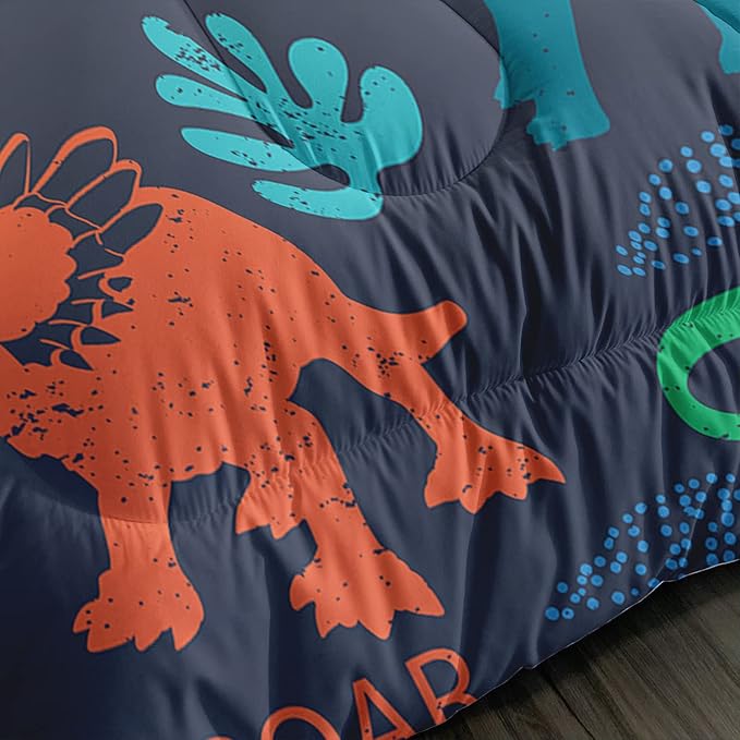 Axolotl Boys Bedding Cartoon Dinosaur Comforter Set Full Size,Cute Dinosaur Bedding Set for Boys Girls Teens Kids Adults Room Decor,Kids Comforter Set All Season,1 Quilt 2 Pillow Cases