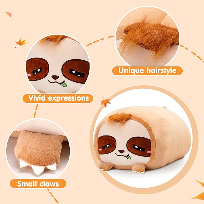 18" Sloth Stuffed Animals Plush Pillow Giant Plushies Toy Big Soft Christmas Decor Gift for Toddler Kids Boys Girls