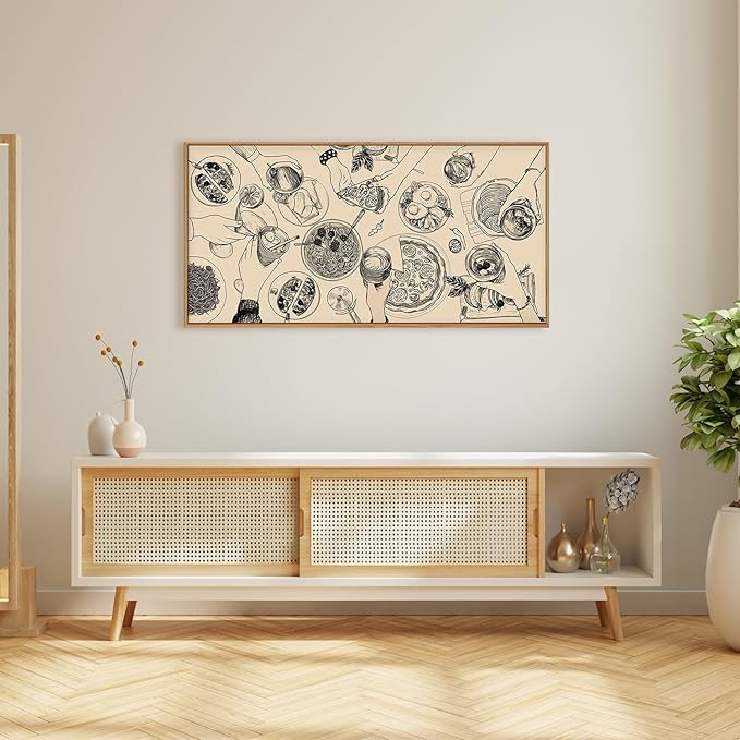 Ausril Food and Drink Framed Canvas Wall Art Set, Modern Cheers Wall Decor, Vintage Cheers Wall Painting, Abstract Friends Party Art Prints for Living Room, Bedroom, Kitchen,Office 20"x40"x1