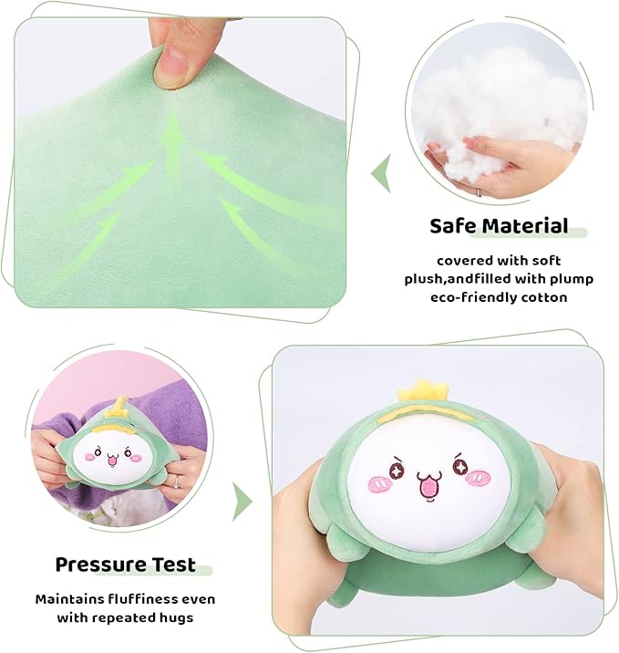 AIXINI Cute Cat Dinosaur Plush Pillow 15.7” Kitten Dino Stuffed Animal, Soft Kawaii Cat Plushie with Dinosaur Outfit Costume, Hugging Plush Pillow Toy Gifts