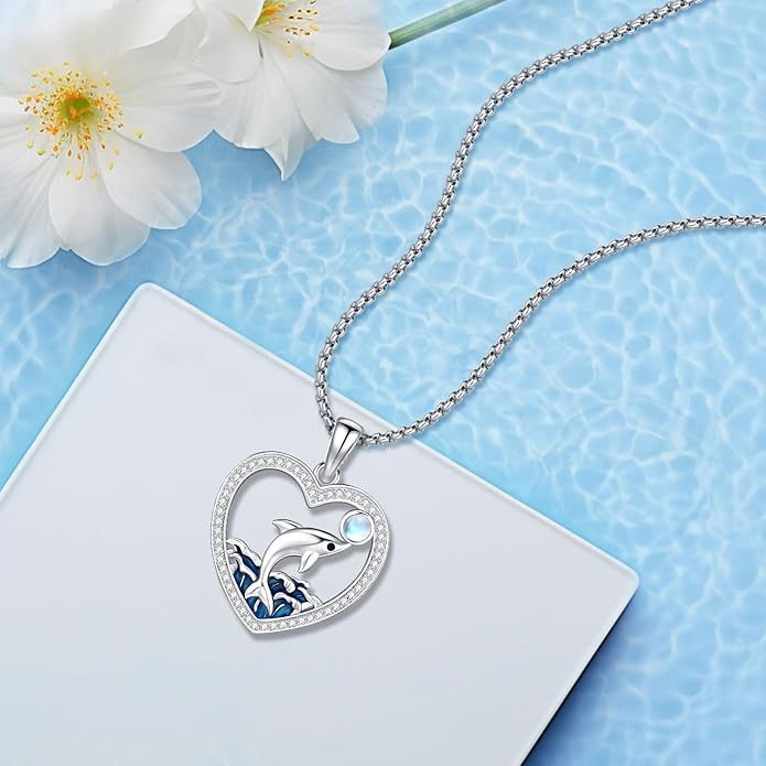 Black Cat/Dolphin/Bat Necklace Animal Pendant 925 Sterling Silver Cute Animal Jewelry Graduation Gifts for Women Men Animal Lovers Christmas Holiday Birthday Fathers Day