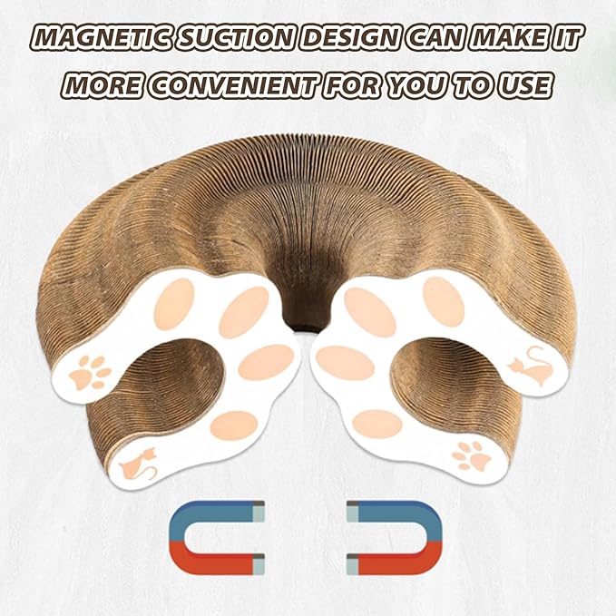 Magic Organ Cat Scratching Board, Interactive Scratch Pad with a Ball, Cat Scratcher for Grinding Claw, Recyclable and Durable, Furniture Protector, Retractable, Reversible (Round - 2 Pack)