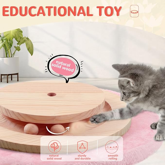 45'' Tall Cat Scratching Post,3.5Inch Diameter Sisal Rope Scratching Post for Indoor Cats Adults Kittens,Cat Scratcher with Interactive Ball Toys Self Groomer Brush for Large Cats (45 inch)