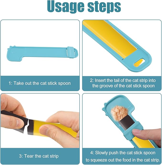 2pcs Cat Strip Feeders, Cat Strip Squeeze Can Spoon Cat Wet Treat Dispenser Cat Bar Squeezer Tool for Liquid Snack Puree Feeding Pet Supplies