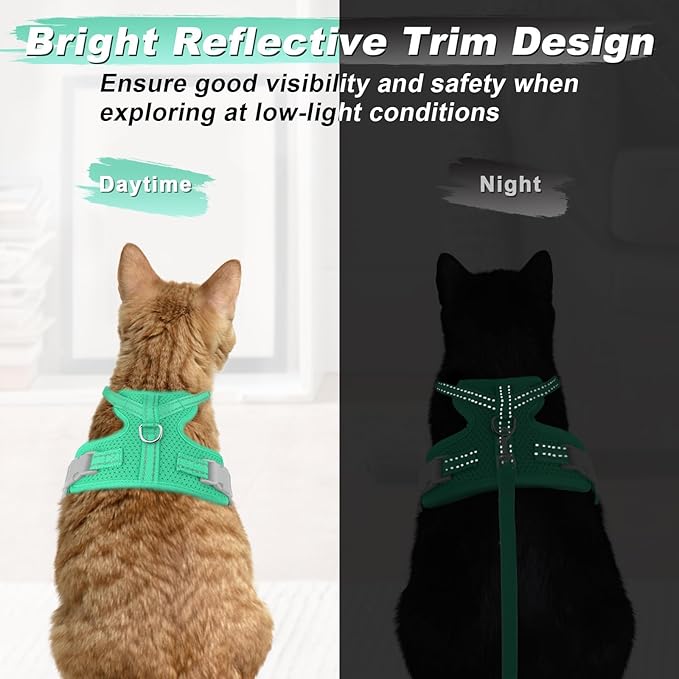 Supet Cat Harness and Leash Set for Small to Large Cats Adjustable Cat Vest Harness with Reflective Trim Universal Cat Leash and Harness for Cats/Puppies Outdoor Walking