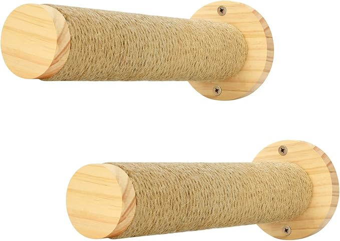 Cat Wall Steps, 11.8 Inch Cat Wall Furniture Drywall, Wall Mounted Cat Stairs for Wall Mounted with Jute Rope Scratching Cat Shelf 2 of Pack (2 Cat Steps)