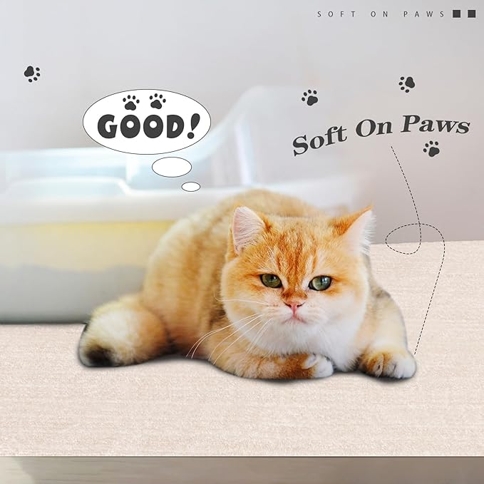 2 Pcs Corner Cat Litter Mat 29 Inch Litter Mat for Corner Machine Washable Litter Mat Ridged Design Fan Shaped Cat Litter Mat Absorbent Cat Litter Rug for Box Less Waste Space (Beige White)