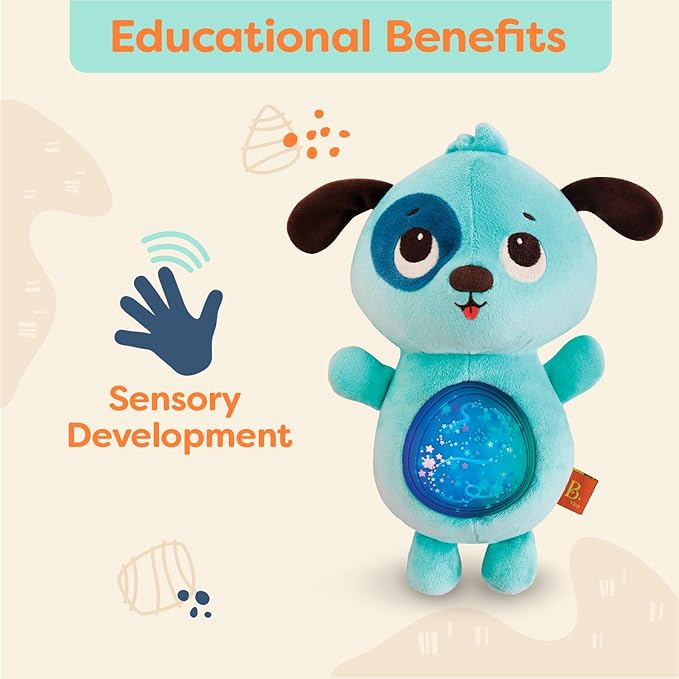 B. toys- B. baby –Baby Soothing Plush Dog- Glowing Tummy with Lights & Sounds- Twinkle Tummies Dog–6 Months +