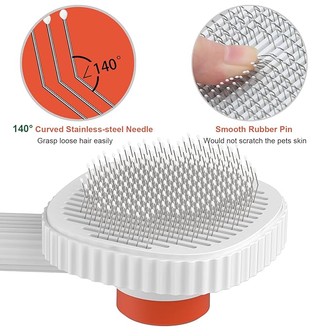 ACE2ACE Self-Cleaning Slicker Brush for Shedding, Long and Short Haired Indoor Cats - Removes Mats and Loose Hair Easily