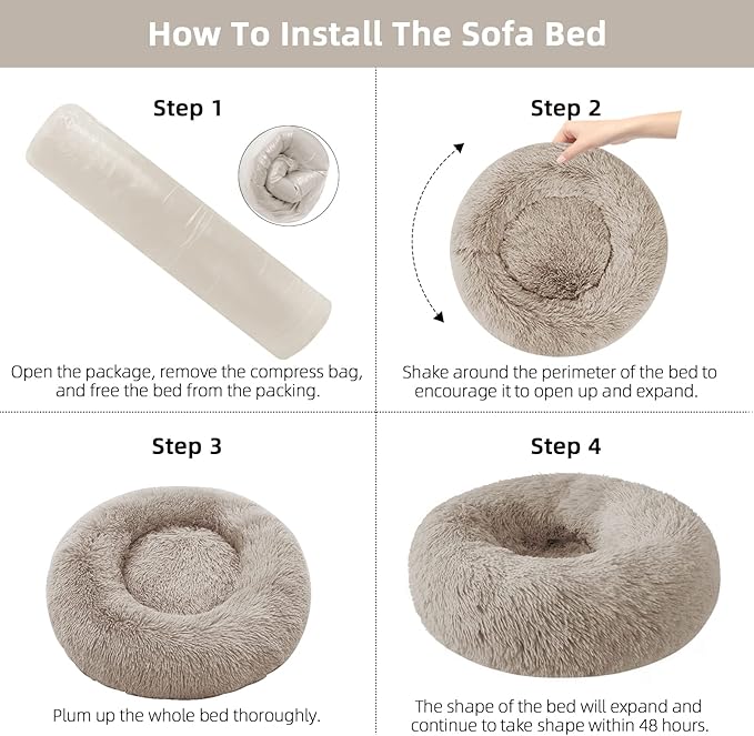 Cat Beds for Indoor Cats,24 Inch Dog Bed for Small Melium Large Dogs, Washable-Round Pet Bed for Puppy and Kitten with Slip-Resistant Bottom