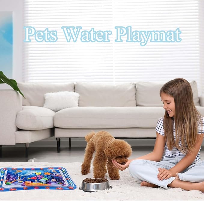 Sensor Water Playmat for Cats, Water Mat for Puppy Play, Sensory Water Mat for Cats, Durable Water Sensory Playmat for Pet Play, Water Sensor Mat, Water Sensory Pad Water Play, Medium, Blue