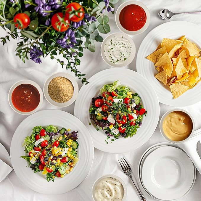 4 Inch Appetizer Plates 8 Pieces, Lightweight and Unbreakable Wheat Straw Plates, Small Sauce Plate, Mini Serving Bowls for Side Dishes, Condiment, Appetizer (White)