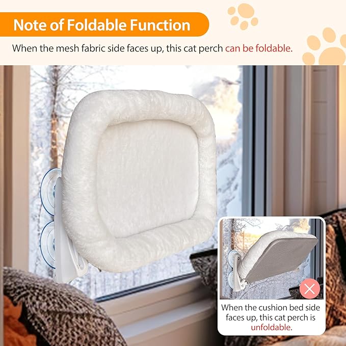 L&W BROS. Cat Window Perch 2 Pack Cat Hammock with 4 Suction Cups Easy to Assemble 20.5"x 11.2" Cat Window Bed for Large Heavy Cats Indoor(M 2Pc with Bed)