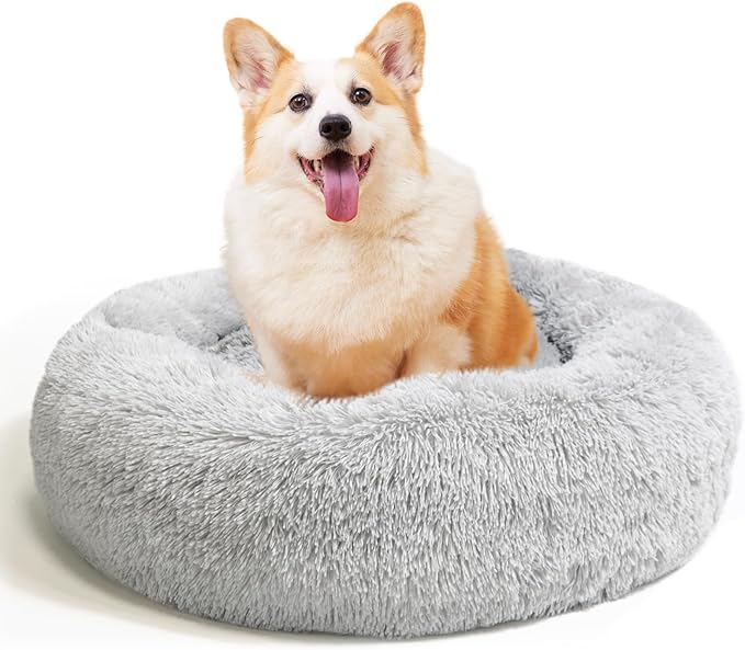 Small Dog Bed,Cat Bed, Cat Beds for Indoor Cats Washable, Small Dog Bed Calming Pet Bed, Cat Beds & Furniture, Large Cat Bed, Kitty Kitten Bed，Light Gray