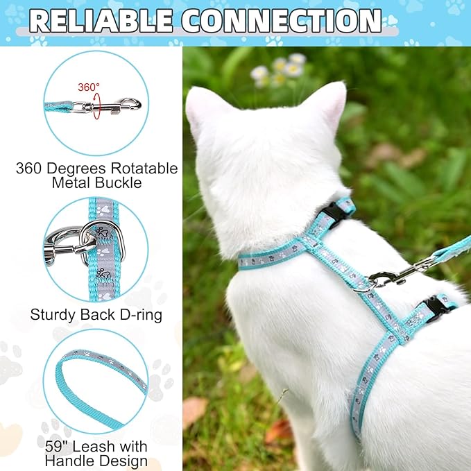 KOOLTAIL Cat Harness and Leash Set Escape Proof with Cat Airtag Holder Collars (3 in 1), Comfortable Lightweight Adjustable Kitten Harness for Small Medium Large Cats Safe Walking & Travel Outdoors