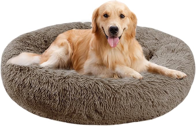 Nisrada Dog Bed for Small Medium Large Dogs, 27 inch Calming Dogs Bed, Washable-Round Cozy Soft Pet Bed for Puppy and Kitten with Slip-Resistant Bottom