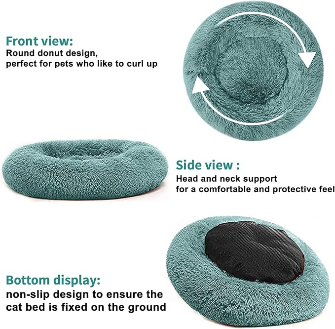 Dog Bed for Small Medium Large Dogs, 24 inch Calming Dogs Bed, Washable-Round Cozy Soft Pet Bed for Puppy and Kitten with Slip-Resistant Bottom