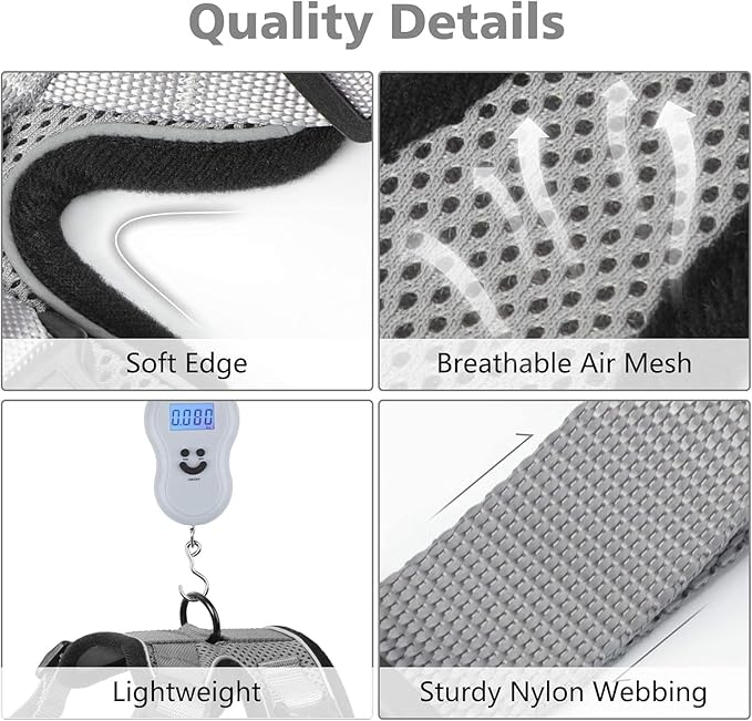 Dooradar Cat Harness and Leash Set, Escape Proof Safe Adjustable Kitten Vest Harnesses for Walking, Easy Control Soft Breathable Mesh Jacket with Reflective Strips for Cats, Grey, XXS