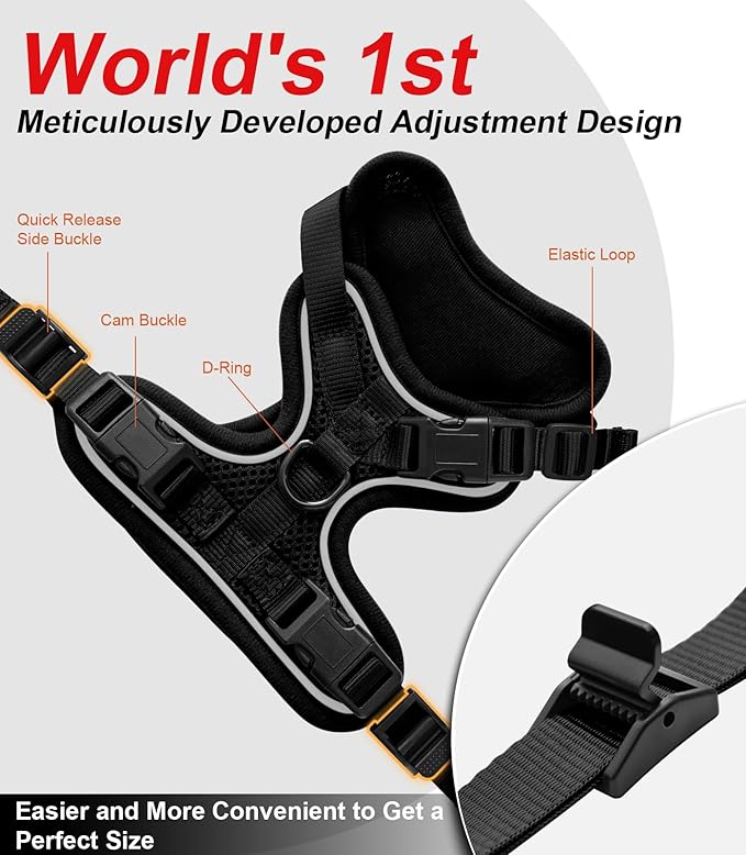 Cat Harness and Leash for Walking Escape Proof Soft Adjustable Cat Leash Breathable Comfortable Vest Easy to Wear Kitten Harness for Outdoor Travel Black S