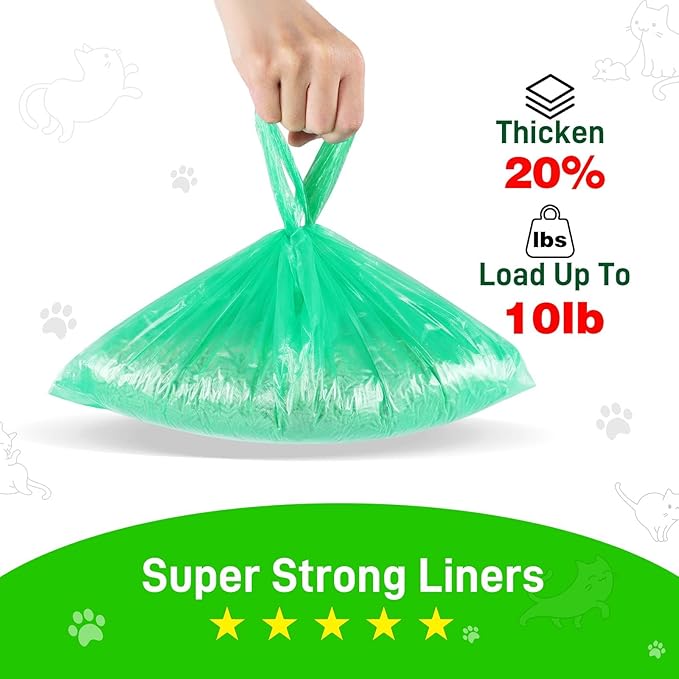 220PCS Litter Box Liner Bags Compatible with LitterMaid/Nature's Miracle Waste Receptacles, Durable, Easy-Tie Handles