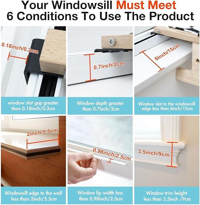 MEWOOFUN Sturdy Cat Window Perch Hammock Bed with Wood & Metal Frame for Cats Easy to Assemble for Windowsill, Bedside, Drawer and Cabinet More (Beige, M-22"x 14.5"x 6.7")