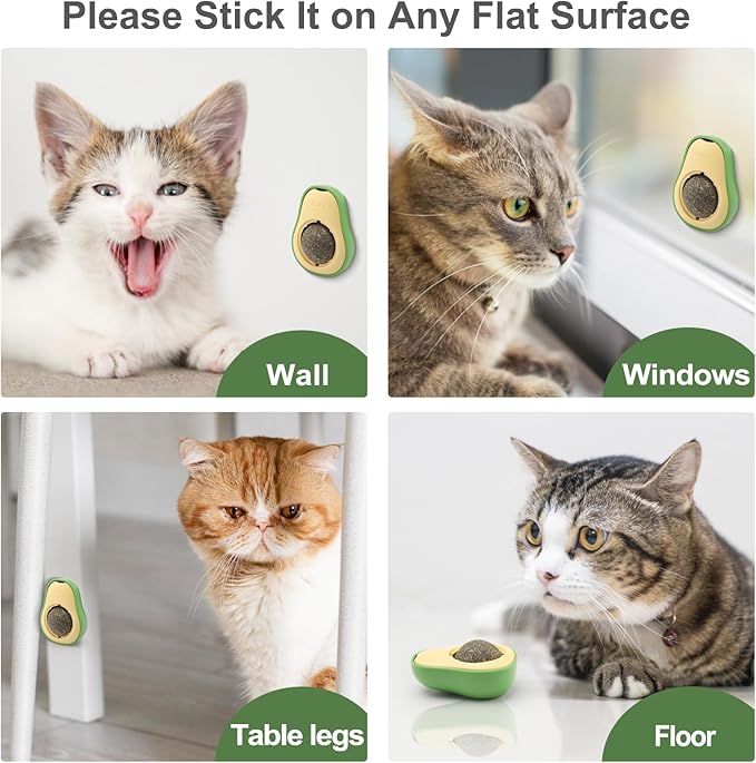3-in-1 Cat Catnip Toys-Interactive Cat Toys for Indoor Cats, Catnip Toys for Cats with Feather Cat Toy Wand & Cat Treat Dispenser, Tumbler Avocado Cat Puzzle Feeder