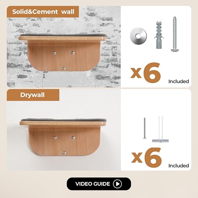 Cat Shelves, Cat Wall Steps and Perch, Cat nest, Wooden Floating Cat Climbing Furniture for Hopping and Sleeping, with Scratching Cushion（Steps）