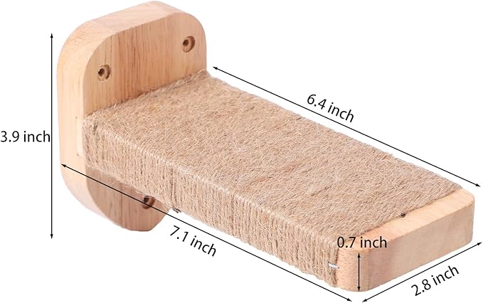 3pcs Cat Wall Steps, Cat Climbing Wall Mounted Cat Furniture, Cat Wall Shelves Cat Steps for Wall with Hemp Rope Covered, Solid Wood Cat Ladder for Cats Playing and Climbing (Standard-Wood)