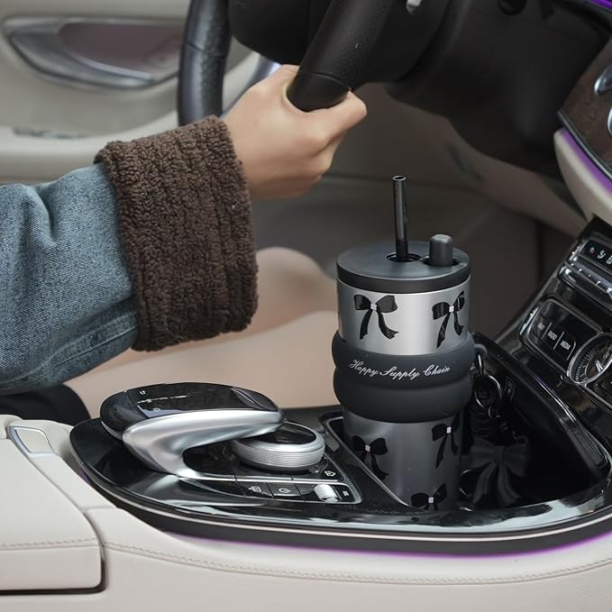 24 OZ Stainless Steel Vacuum Tumbler with Lid and Straw, Iced Insulated Water Bottle Leak Proof, Portable Travel Coffee Mug, Reusable Double Wall Vacuum Thermal Cup for Women