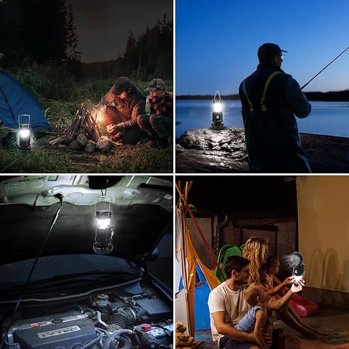 2024 Upgrade Solar Powered Camping Lantern with Fan - Stay Cool and Well-lit During Outdoor Adventures with This Versatile Lantern Featuring a Built-in Fan for Added Comfort.