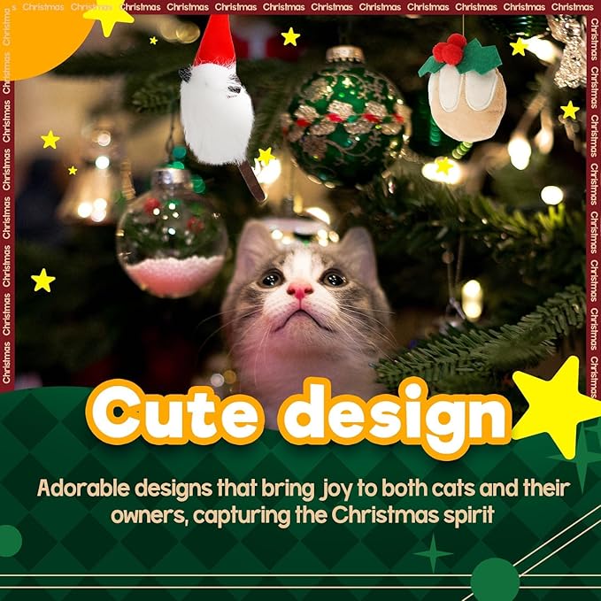 ALL FOR PAWS Christmas Cat Toys with Catnip, Bite-Resistant Teething Toy for Indoor Cats Exercise, Interactive Cat Mouse Toy