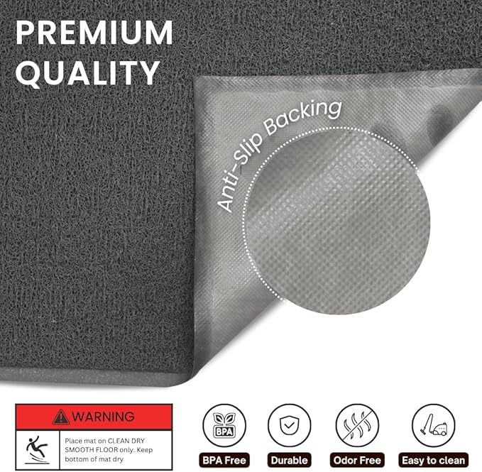 Andalus Jumbo Cat Litter Mat, Pack of 1 - Waterproof, Non-Slip & Easy to Clean Cat Litter Box Mat for Extra Efficient Pet Litter-Trapping, Grey (47” X 35”)