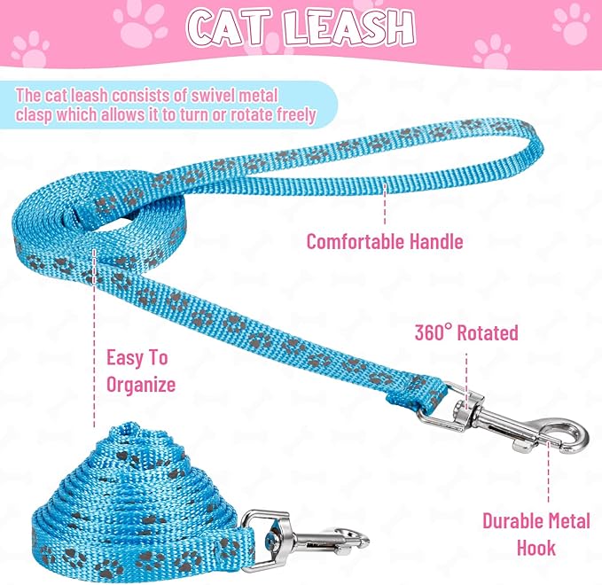 Auidy_6TXD 3 Pack Cat Harness and Leash Reflective Cat Harness Escape Proof for Walking Adjustable Kitten Harness for Small Medium Cats