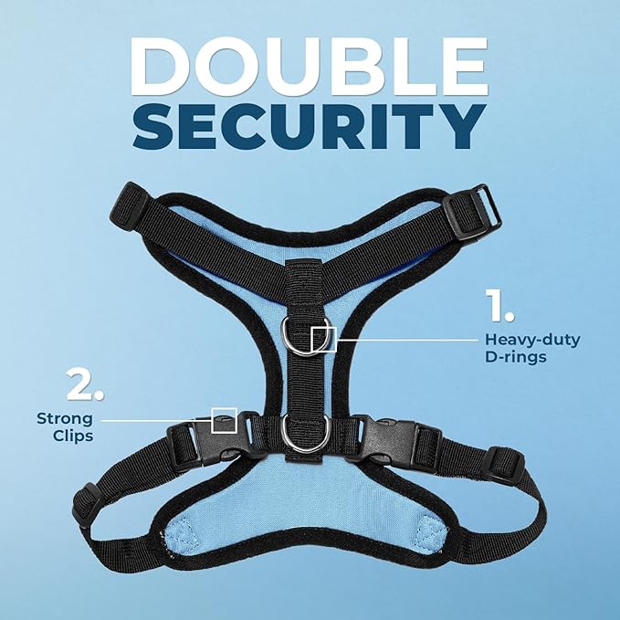 Voyager Step-in Lock Pet Harness - All Weather Mesh, Adjustable Step in Harness for Cats and Dogs by Best Pet Supplies - Baby Blue/Black Trim, M