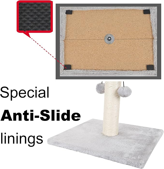 Dimaka 34'' Cat Scratching Post, Cat Scratching Post, Cat Scratcher for Large Cats with Teasing Toy Ball, Natural Sisal White and Grey (Grey)