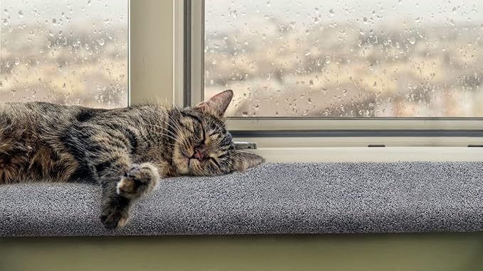 PURRCHED Cat Perch, Carpeted Cat Window Perch, Cat Bed, Cat Seat, Made in The USA, Sturdy, Safe and Easy to Install.