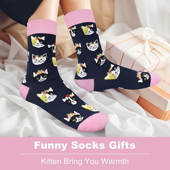 AGRIMONY Funny Cat Dog Socks for Women Teen Girls-Animal Novelty Cute Socks-Mothers Day Cat Dog Mom Gifts Stocking Stuffers